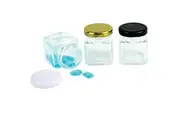24 x Black Lid Square Glass Jars 50ML Mini Storage Food Decor Preserve Clear Gift Bottle