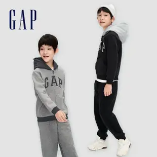 【GAP】男童裝 Logo刷毛連帽外套 碳素軟磨系列-多色可選(836686)