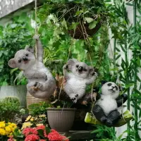 在飛比找樂天市場購物網優惠-考拉仿真創意樹上小掛件花園秋千熊貓樹脂擺件庭院院子陽臺裝飾品
