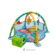 Round Baby Play Gyme Floor Mat With Mesh Fence Ball Pit Foldable Easy to Set