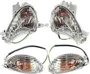 KIXURO Front Rear Turn Signal Lens for Hayabusa GSXR1300 GSXR 1300 2008-2020 Smoke/Clear 2009 2010 2011 2012 2013 Motorcycle Motorcycle Turn Signal Light(Black Front and Rear Clear)