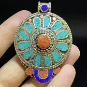 Beautiful Designed Tibetan Traditional Turquoise,lapis & Man Made Coral Pendant