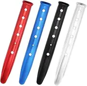 GANAZONO 4pcs Heavy Duty Metal Tent Stakes for Outdoor Camping Durable Ground Pegs Lightweight Shaped Design for Tents Beach and Gardens for Windy Conditions