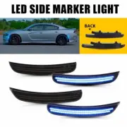 Fit Dodge Charger 15-22 Rear Front Smoke Blue LED Side Marker Light Signal Lamp