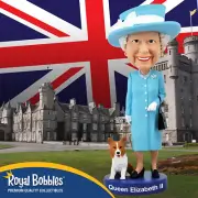 Royal Bobbles ~ Queen Elizabeth II w Corgi ~ New Sealed ready to ship Bobblehead