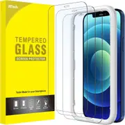 JETech iPhone 12/12 Pro 6.1-Inch Full Coverage Screen Protector, Tempered Glass Film with Easy Installation Tool, Case-Friendly, HD Clear, 3-Pack