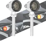 HCmotorku Motorcycle Turn Signal Brake Running Light Front Rear Universal LED Mini Lamp Fit for Harley Touring Road King Street Gilde Electra Glide Softail Dyna Sportster 883 1200 (Chrome)