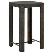 Garden Bar Table Brown 60.5x60.5x110.5 cm Poly Rattan