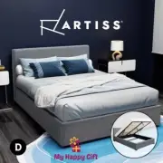 Artiss Bed Frame DOUBLE Size Gas Lift Storage Mattress Base Wooden Grey NINO
