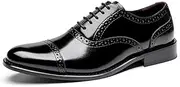 ZJSCNBE Spring New Bullock Carved Men's Leather Shoes Men's Leather Business Shoes Casual Dress Three-Joint Leather Shoes British(Black,40)