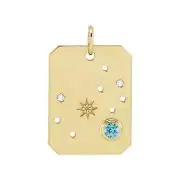 14K Yellow Gold Blue Zircon & .0075Ct Diamond Scorpio Zodiac Pendant
