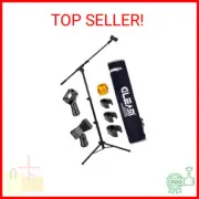 GLEAM Microphone Stand - Tripod Boom Arm Mic Stand with Carrying Bag, 2 Mic Clip