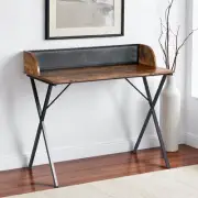 39" Brown and Black Wood and Metal X-Shape Computer Desk