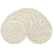 Boho Round Placemats Set of 8 Braided Border Round Place Mats 15 inch Washabl...