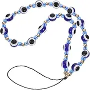 Homoyoyo Evil Eye Beaded Phone Strap Boho Phone Charm Anti-lost Phone Wrist Chain Strap Turkish Evil Eye Beaded Lanyard for Men Women Girls Cell Phone Blue 22.00X0.70X0.30CM