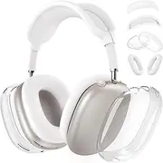 Silicone Case Cover for AirPods Max Headphones, Clear Soft TPU Ear Cups Cover/Ear Pad Case Cover/Headband Cover Transparent Accessories for Apple AirPods Max (2024/2020)(USB-C/Lightning), White