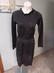 Tory Burch Black Dress Women's Sz S Glittery Pull Over Long Sleeved Bodycon