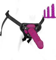 "All-In" Strap-On with 3 Dildo Sizes 14.0 cm 17.0 cm and 21.0 cm Strap-On Dildos - Includes Snap-Lock System for Easy Handling - Premium Silicone - Purple