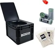 BOXIO Toilet Plus - Composting Toilet Starter Kit, Portable Toilet, Mini Camping Toilet: 14,7" x 11,8" x 11,0" Made in Germany.