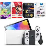 Nintendo Switch White OLED + Zelda Echoes of Wisdom Game + $20 eShop Gift Card