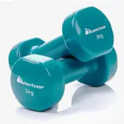 METEOR 3kg Dumbbells for Home Gym, Anit-Slip Flat Bottom Vinyl Dumbbells, Fixed Weight Dumbbells, Gym Weights, Dumbbell Weights (1 Pair)