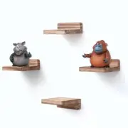 4 Pack 4x4 Inch Small Floating Shelf Rustic Wood Display Ledges for Wall