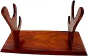 Gorkha Kukri Knife Display Wooden Stand 10 IN Long Two Tier Solid Wooden Stand, Kukri Fit Around 12-15 Inch, Real Nepaloden Sword Kukri Knife Display Wooden Stand Handmade In Nepal