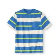 Wonder Nation Boy's Striped Crew Neck Pocket Tee Shirt XL 14-16 Blue Green