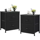 2Pcs Nightstand End Table Side Table with 2 Fabric Drawers Bedside Table Bedroom