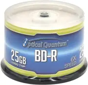 Optical Quantum OQBDR06LT-50 6X 25GB BD-R Single Layer Blu-Ray Recordable Bla...