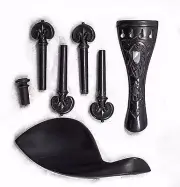Ebony Violin Fitting Set:Pegs/Tailpiece/Chinrest/Endpin