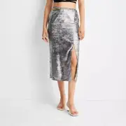 Future Collective with Alani Noelle Womens Size 0 Side Cut Out Midi Skirt 1057