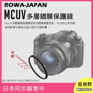 星視野 ROWA 樂華 MCUV 49mm 多層鍍膜 保護鏡 抗紫外線 超薄框 SONY RX1R RX1R II