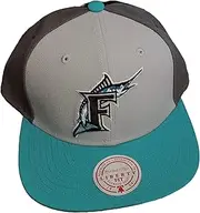 Mitchell & Ness Florida Marlins Triple Play Liberty Snapback Hat Cap - Gray, Gray, One Size