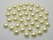 200 Ivory Acrylic Half Pearl Flatback Round Bead 10mm Scrapbook Craft