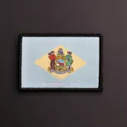 Delaware State Flag Patch US USA Woven/Embroidered - Hook & Loop