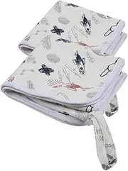 Set of 2 Baby Diaper Changing Pads (70x40 cm) Portable And Reusable Changing Mats Newborn and Baby Underpad Mattress Protector For Baby Change Station and Travel 3 Layers Soft Cotton Waterproof PUL And Bamboo