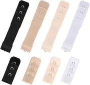 [AHQiZFX] 8 Pack Women's Bra Extenders, Flexible Bra Extender Strap 1 Hook 3 Rows Elastic Bra Extension Strap, Soft Stretchy Back Bra Extension Strap for Women, Black, White, Skin, Brown