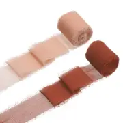 2 Rolls Chiffon Ribbon, 1.5 Inch x 5 Yard Silk Ribbon, Cream Pink/Red