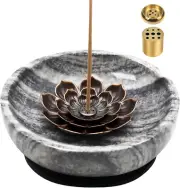 Superlarge Handmade Natural Marble Incense Holder for Sticks and Cones-With 9 Ho