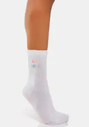 [Skinnydip] Go Away Embroidered Socks