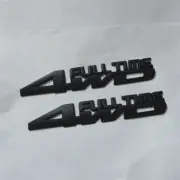2x Black Matte 4WD FULL TIME Metal Decal Badge Sticker Emblem Luxury Auto Engine