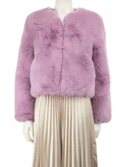 Purple Faux Fur Cropped Jacket