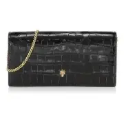 Alexander McQueen Croc-Embossed Leather Wallet-On-Chain Black