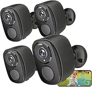 Wireless Outdoor Security Cameras, 2K Battery Powered Camera for Home Security with IP65, SD/Free Cloud Storage, No Monthly Fee, Detecting