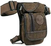 Canvas/Nylon Men's Drop Arm Men's Waist Belt Thigh Hip Motorcycle Messenger Shoulder Bag(Coffee)