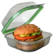 Bun Sized To-Go Compartment Container, 5-1/2" X 5-1/2" X 3-1/2" Reusable, Mic...
