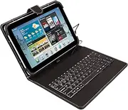 'Silver – Universal Case with Keyboard for Tablet 9" – 10.1" – Black