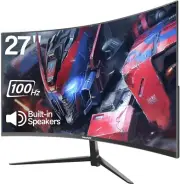 Curved Monitor 27 Inch 100Hz PC Screen with Speaker 1080P 1800R Computer Moni