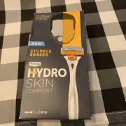 New Schick Stubble Eraser Hydro Skin Comfort Razor + 2 Cartridges.